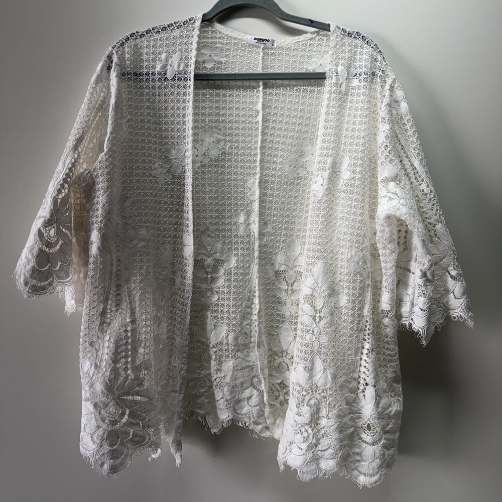 zeagoo XL White Crochet Lace Open blouse